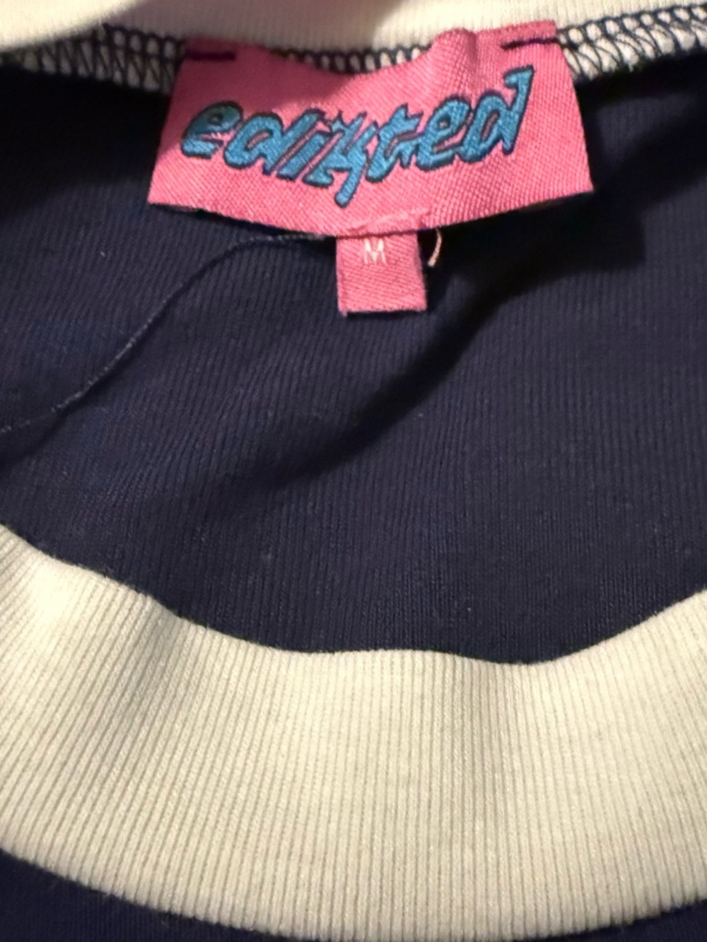 Edikted Navy and White Barcelona Logo Ringer Tee - Picture 2 of 2